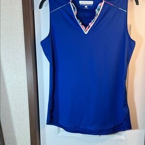 Pebble Beach Women's Blue Tank Top with Pink Trim